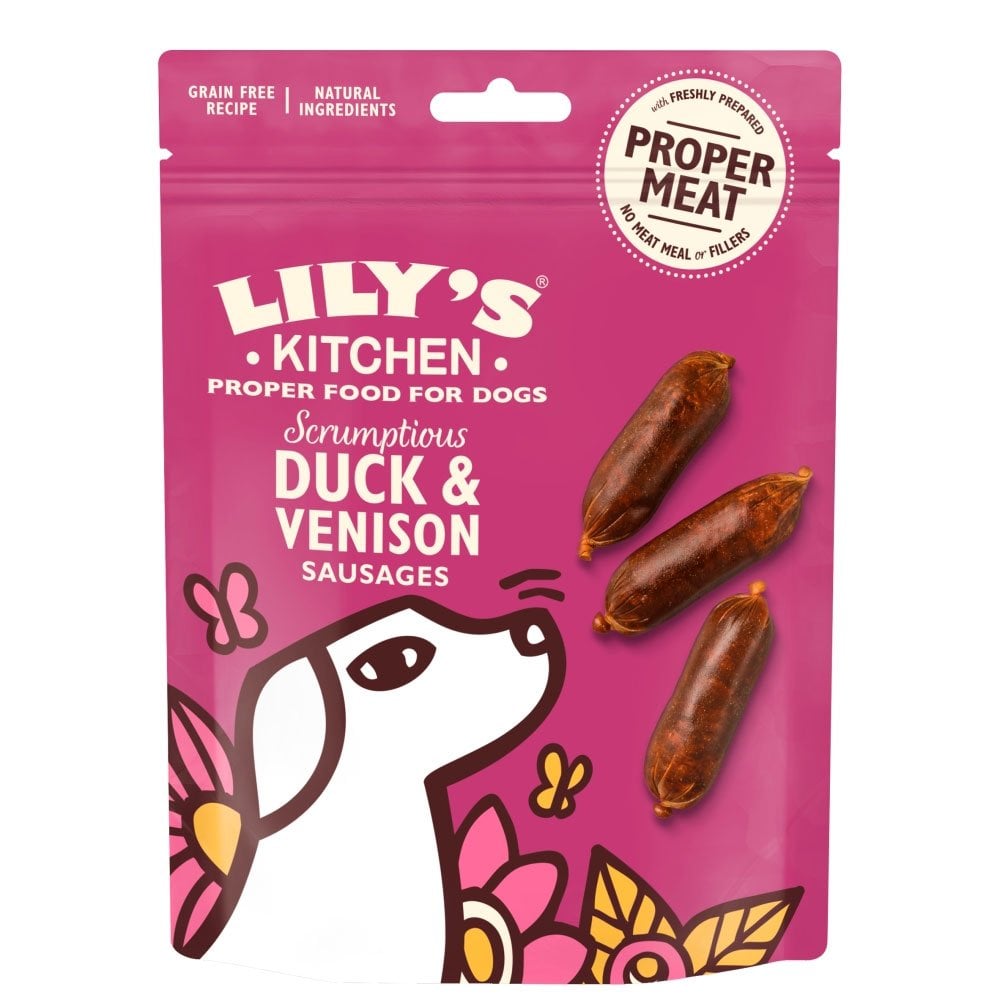 Lily's Kitchen Scumptious Duck & Venison Sausages Dog Treats 70g