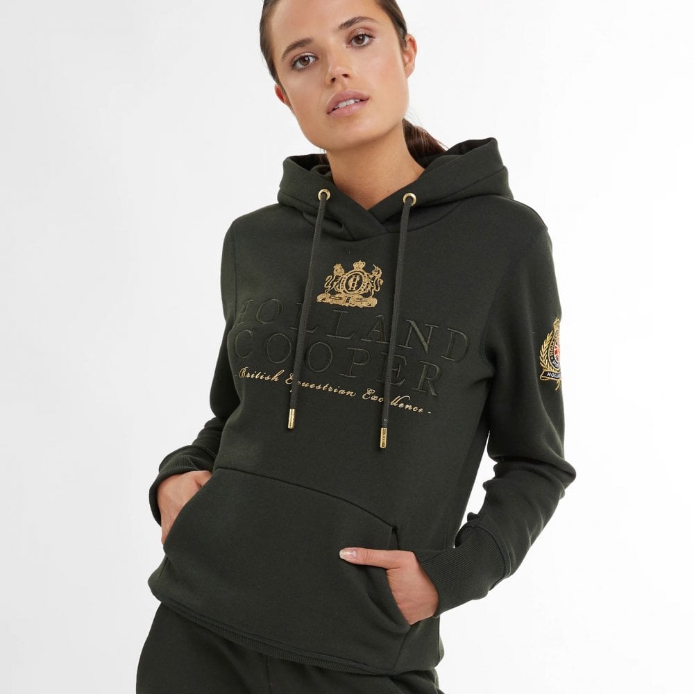 The Holland Cooper Ladies Classic Heritage Hoodie in Dark Green#Dark Green
