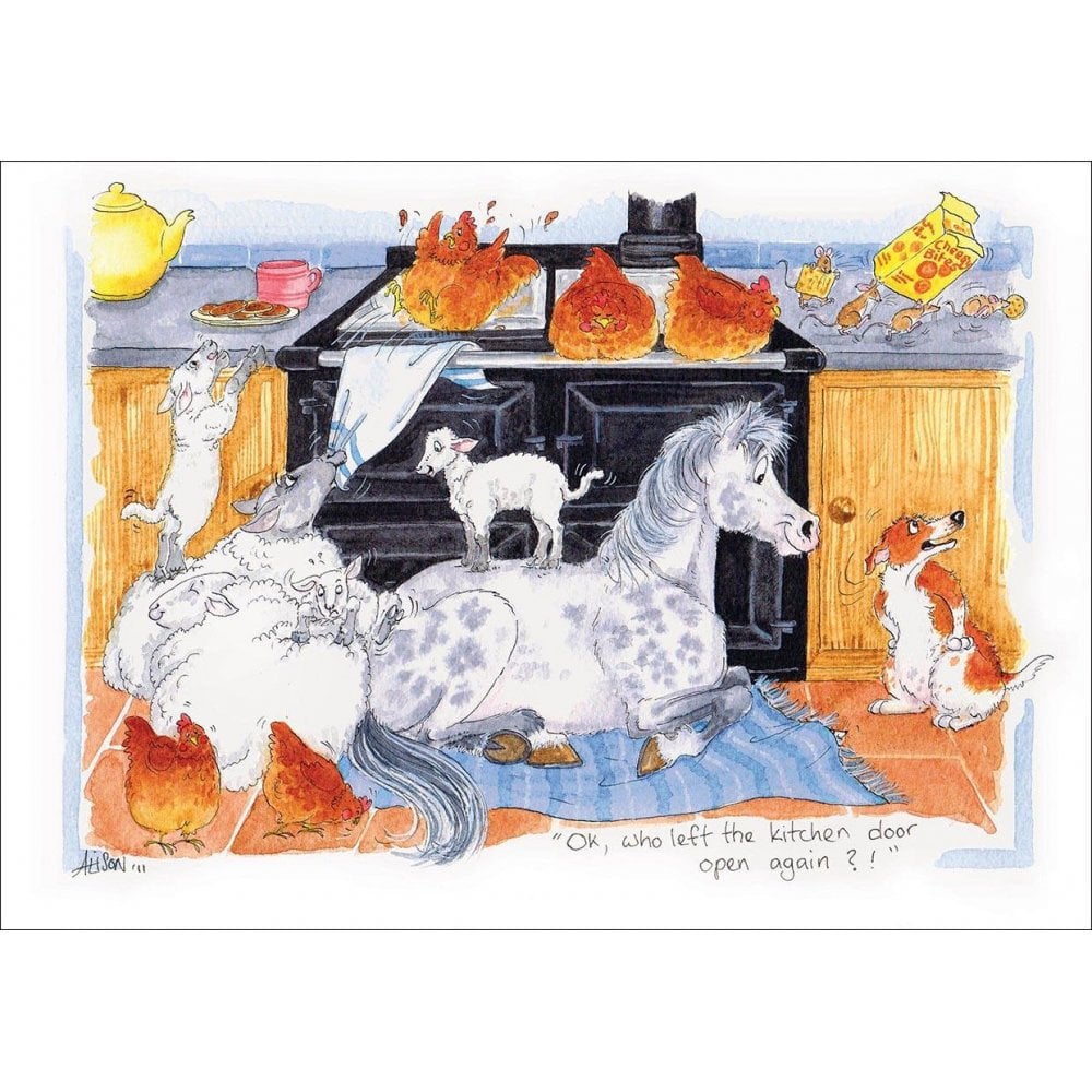 Splimple "Who Left The Kitchen Door Open" Greetings Card