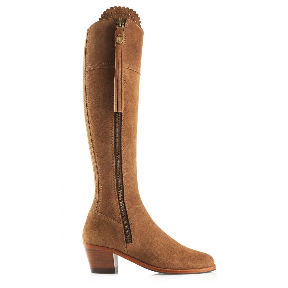 The Fairfax & Favor Ladies Narrow Regina Suede Heeled Boot in Tan#Tan