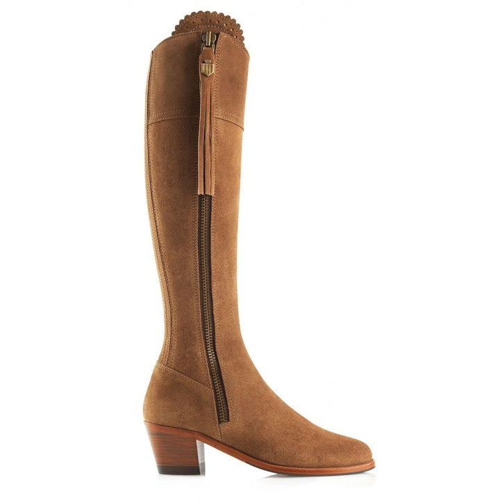 The Fairfax & Favor Ladies Narrow Regina Suede Heeled Boot in Tan#Tan