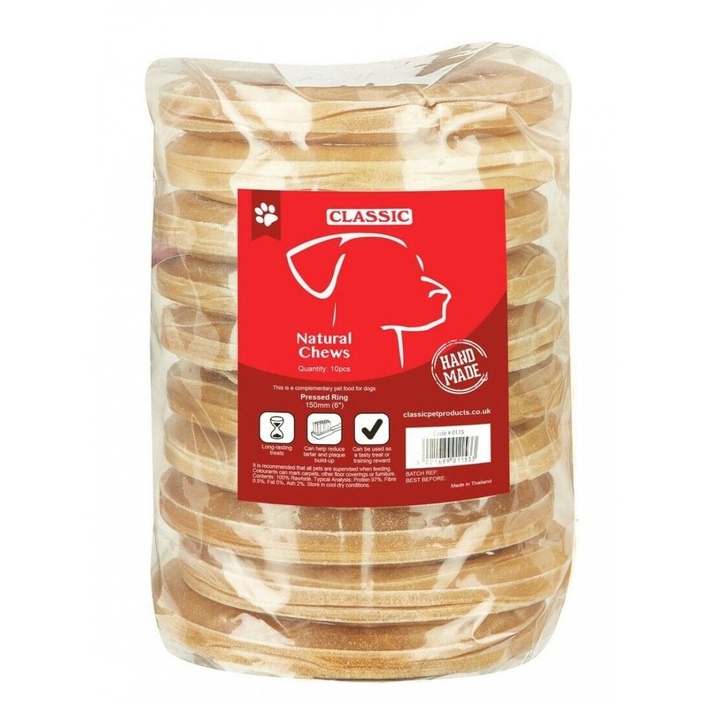 Classic Pressed Rawhide Ring Dog Chew (10 Pack) 10 x 6inch