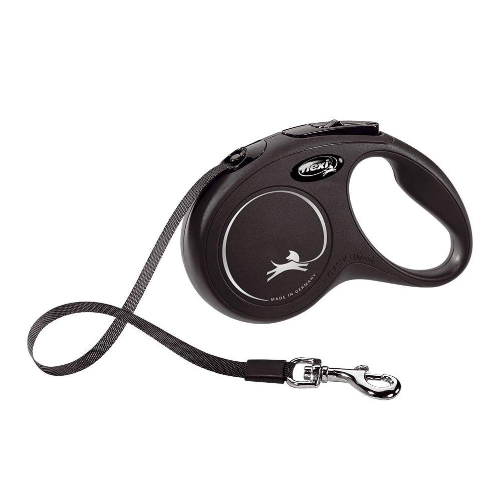 The Flexi Classic Tape Retractable 5 Metre Dog Lead in Black#Black