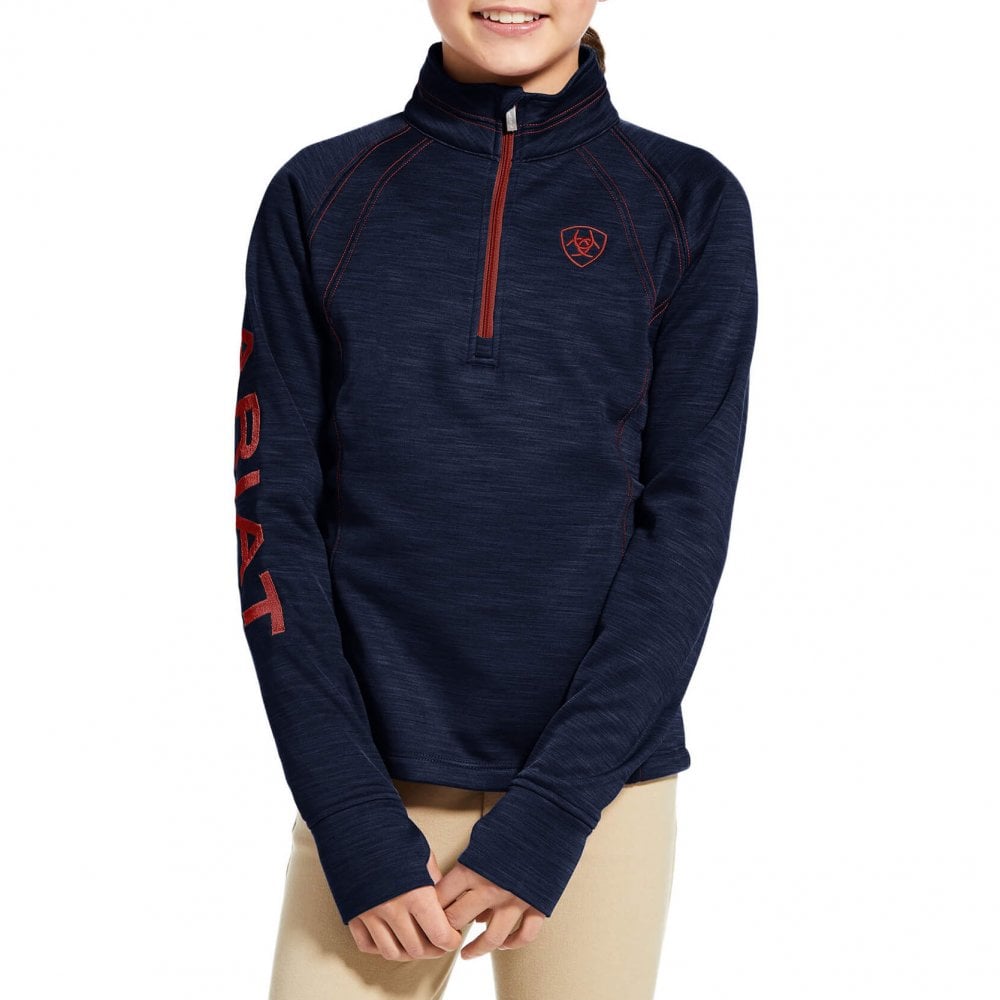 The Ariat Girls Tek Team 1/2 Zip Sweatshirt in Navy#Navy