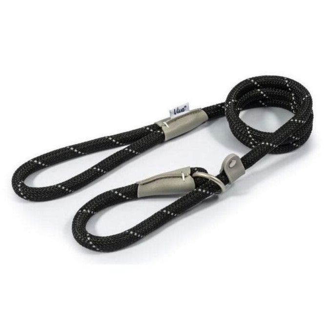 The Ancol Viva Rope Reflective Slip Lead in Black#Black