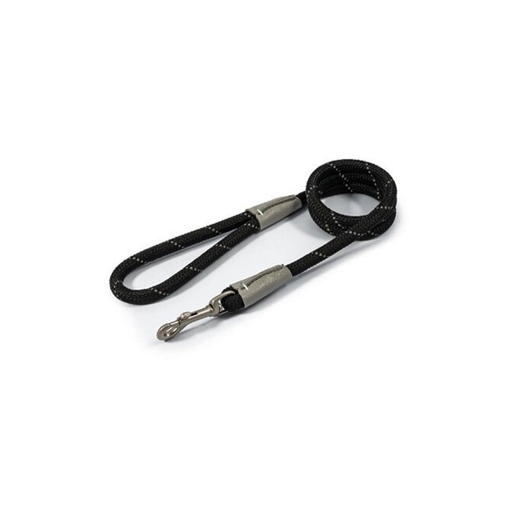 The Ancol Viva Rope Reflective Snap Dog Lead in Black#Black