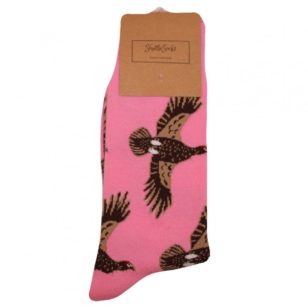 The Shuttle Socks Mens Flying Grouse Socks in Pink#Pink