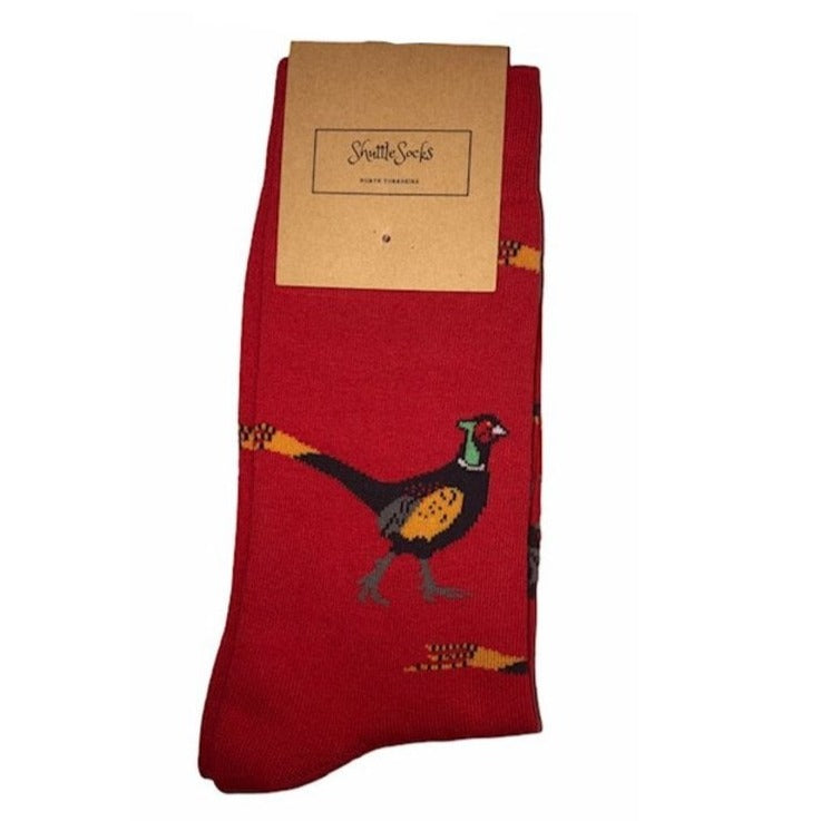 The Shuttle Socks Mens Pheasant Socks in Red#Red