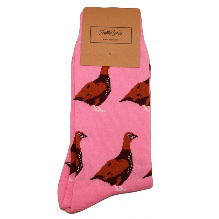 The Shuttle Socks Mens Standing Grouse Socks in Pink#Pink