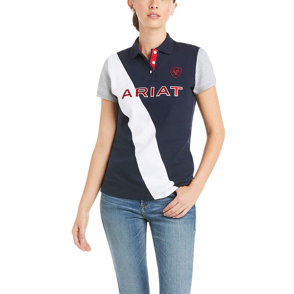 The Ariat Ladies Taryn Button Polo Shirt in Navy#Navy