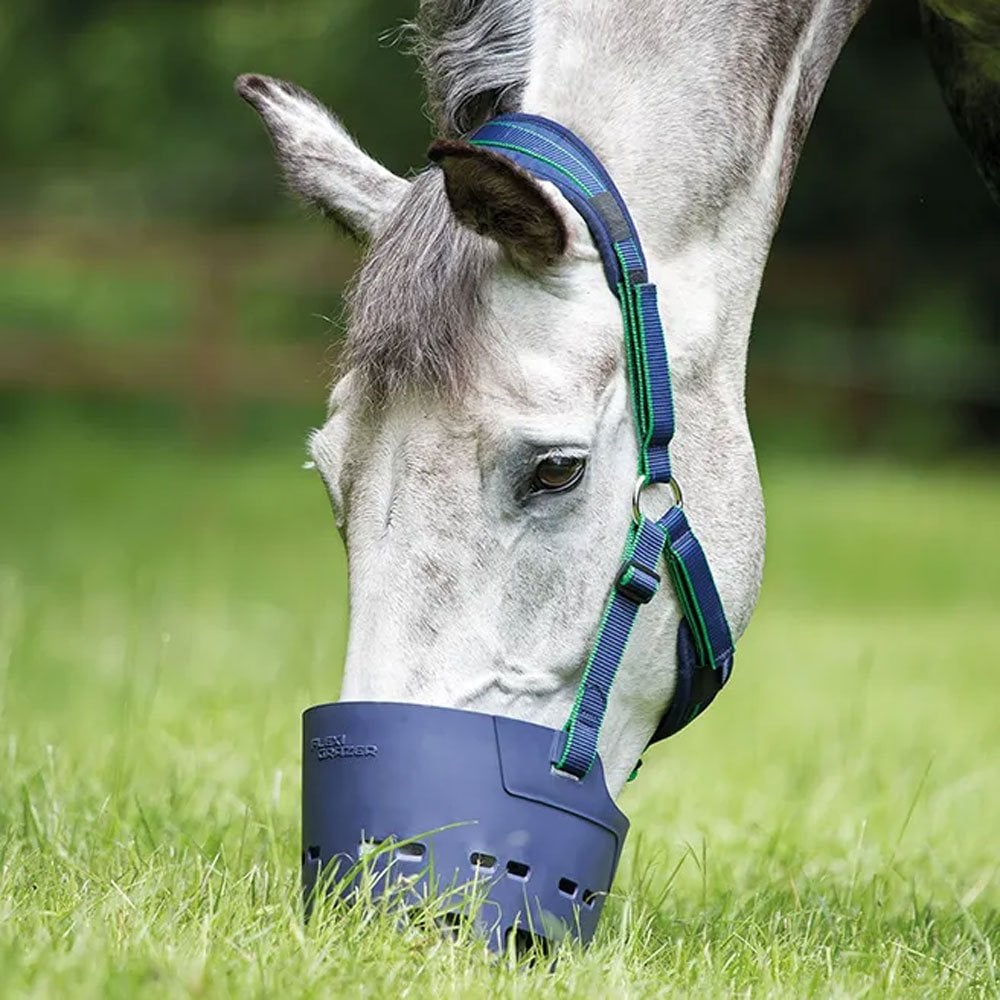 The Shires Flexi Grazer Grazing Muzzle in Navy#Navy