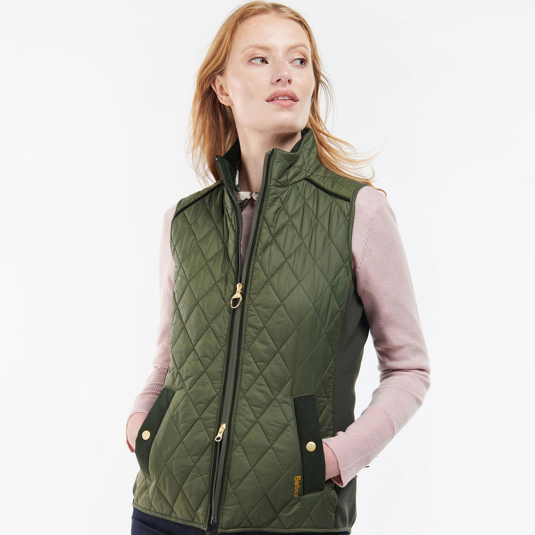 The Barbour Ladies Poppy Gilet in Olive#Olive