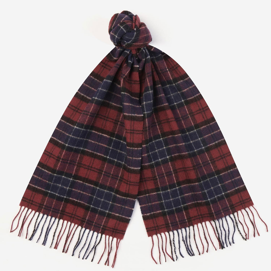 The Barbour Tartan Lambswool Scarf in Dark Red#Dark Red