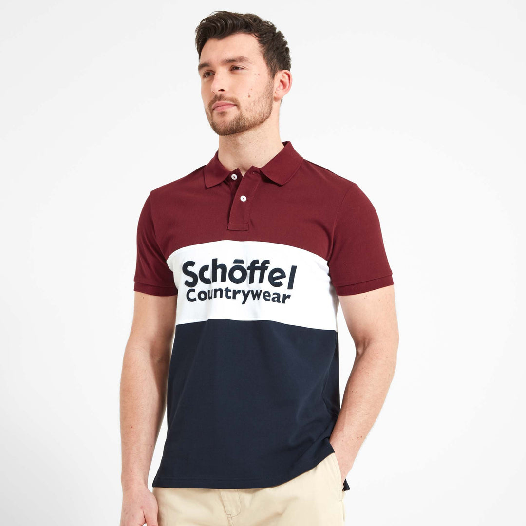 The Schoffel Mens Exeter Heritage Polo Shirt in Dark Red#Dark Red