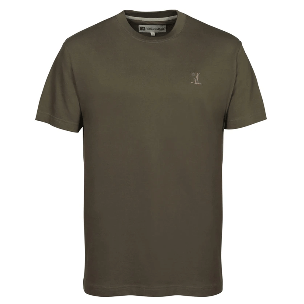 The Percussion Mens Embroidered T Shirt in Khaki#Khaki