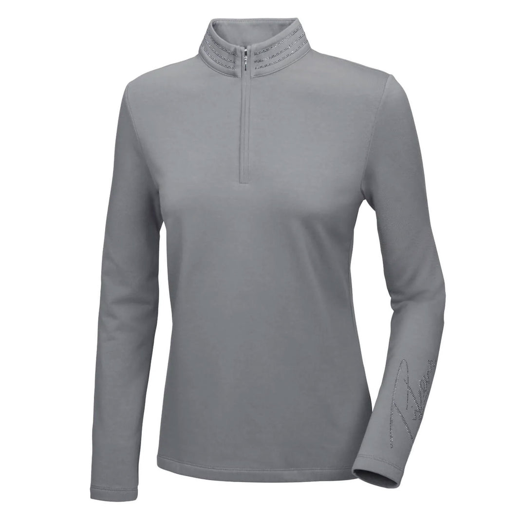 The Pikeur Ladies Alia Quarter Zip Top in Light Grey#Light Grey