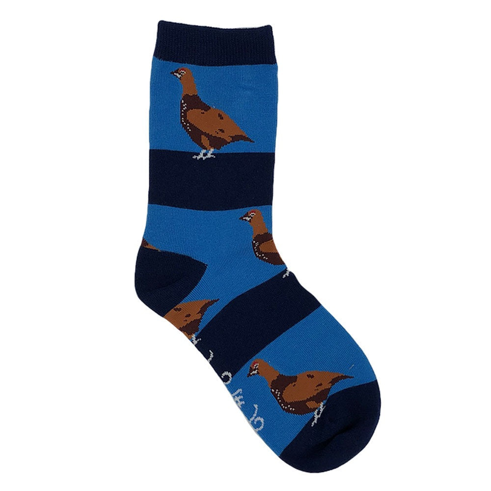 The Shuttle Socks Childrens Game Bird Socks in Blue/Navy Grouse#Blue/Navy Grouse