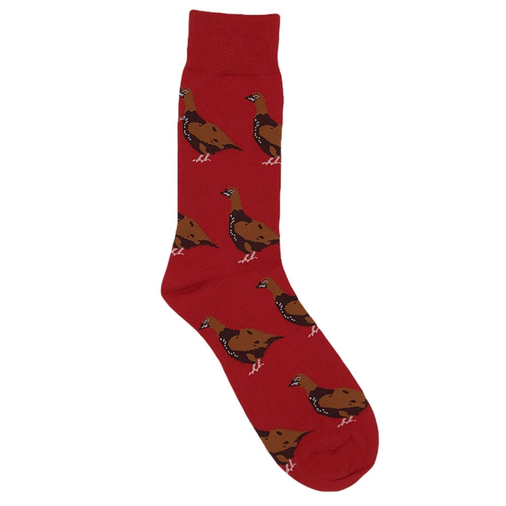 The Shuttle Socks Ladies Standing Grouse Socks in Red#Red