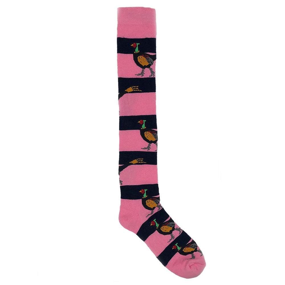 The Shuttle Socks Ladies Pheasant Welly Socks in Pink Stripe#Pink Stripe