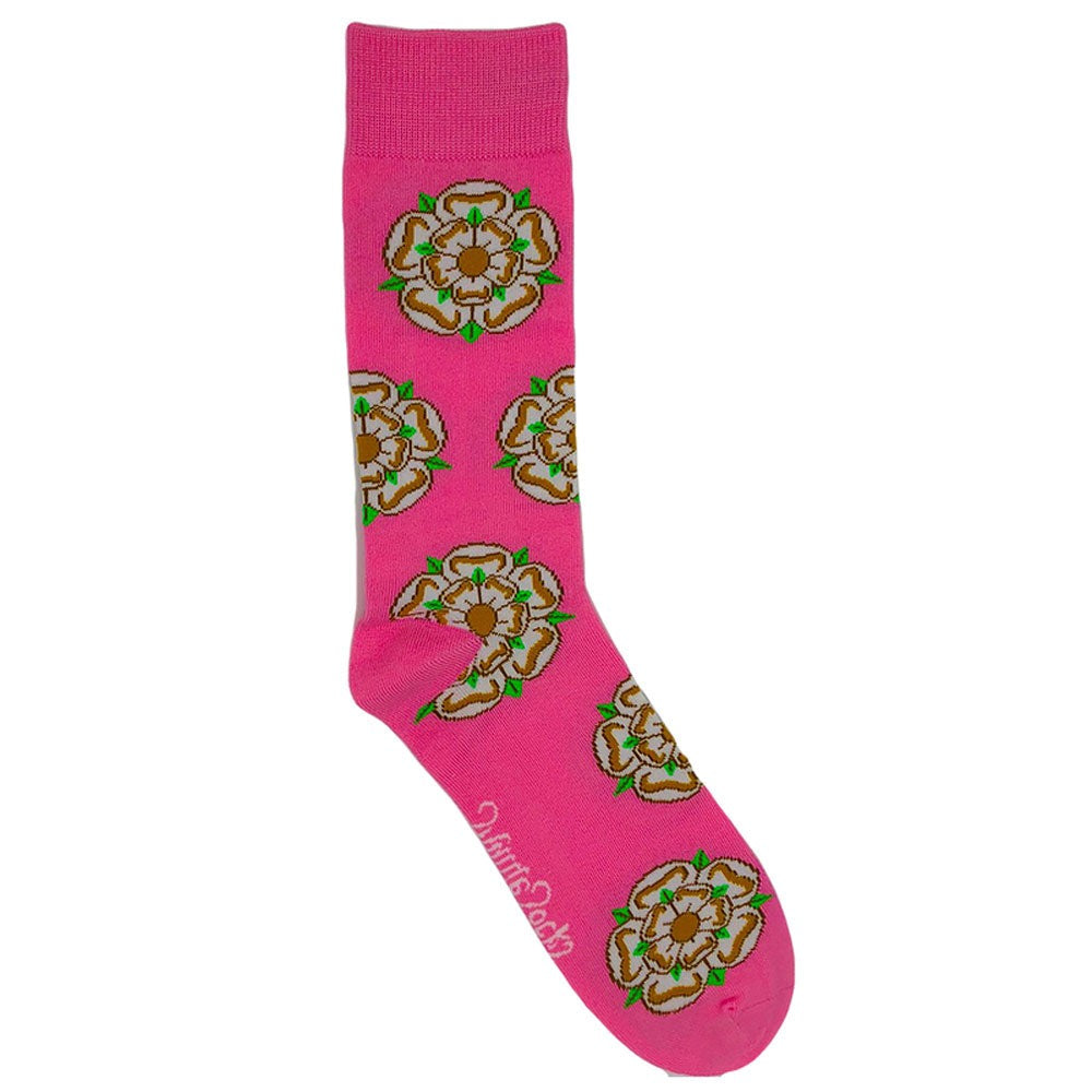 The Shuttle Socks Mens Yorkshire Rose Socks in Pink#Pink