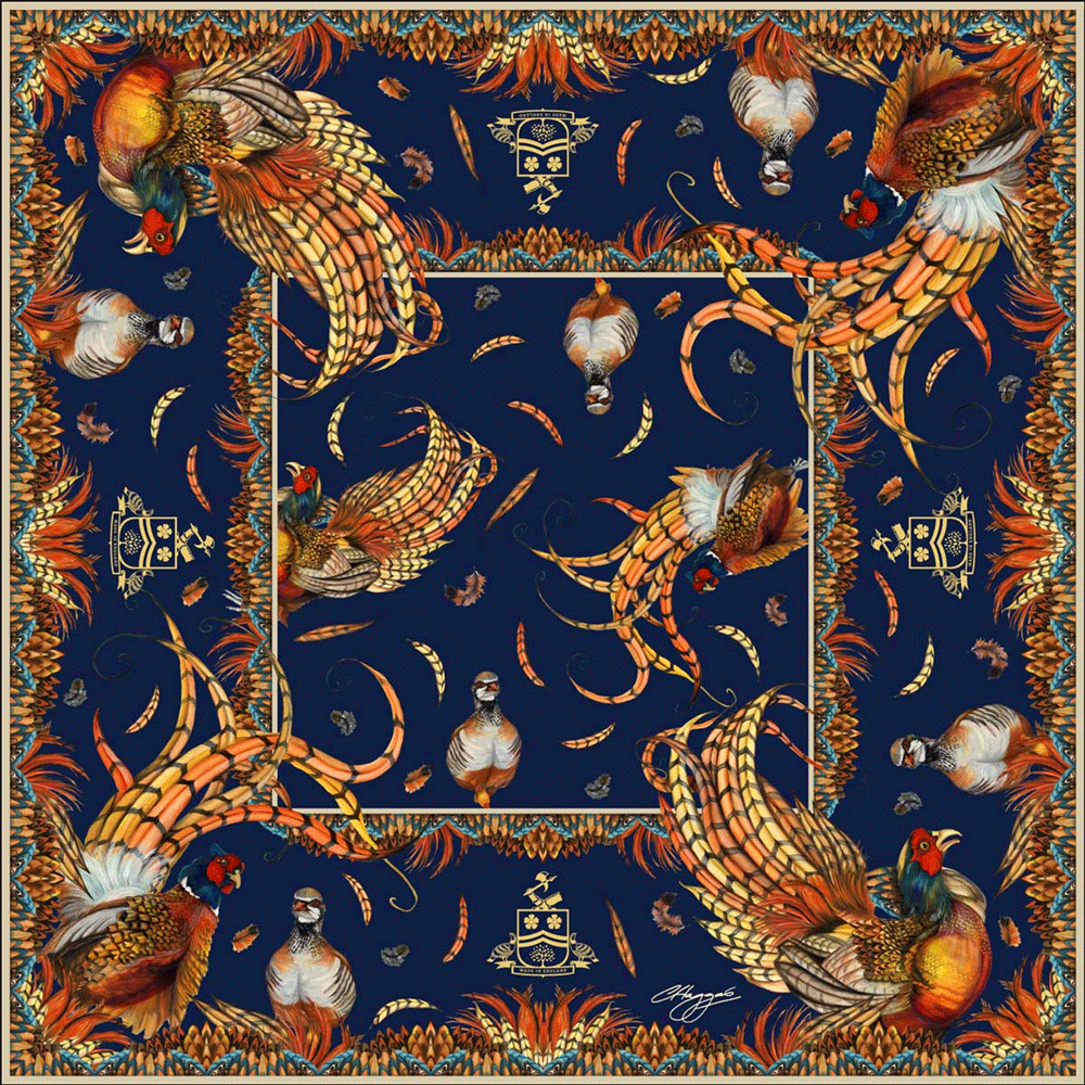 Clare Haggas Ladies Large Silk Heads & Tails Scarf