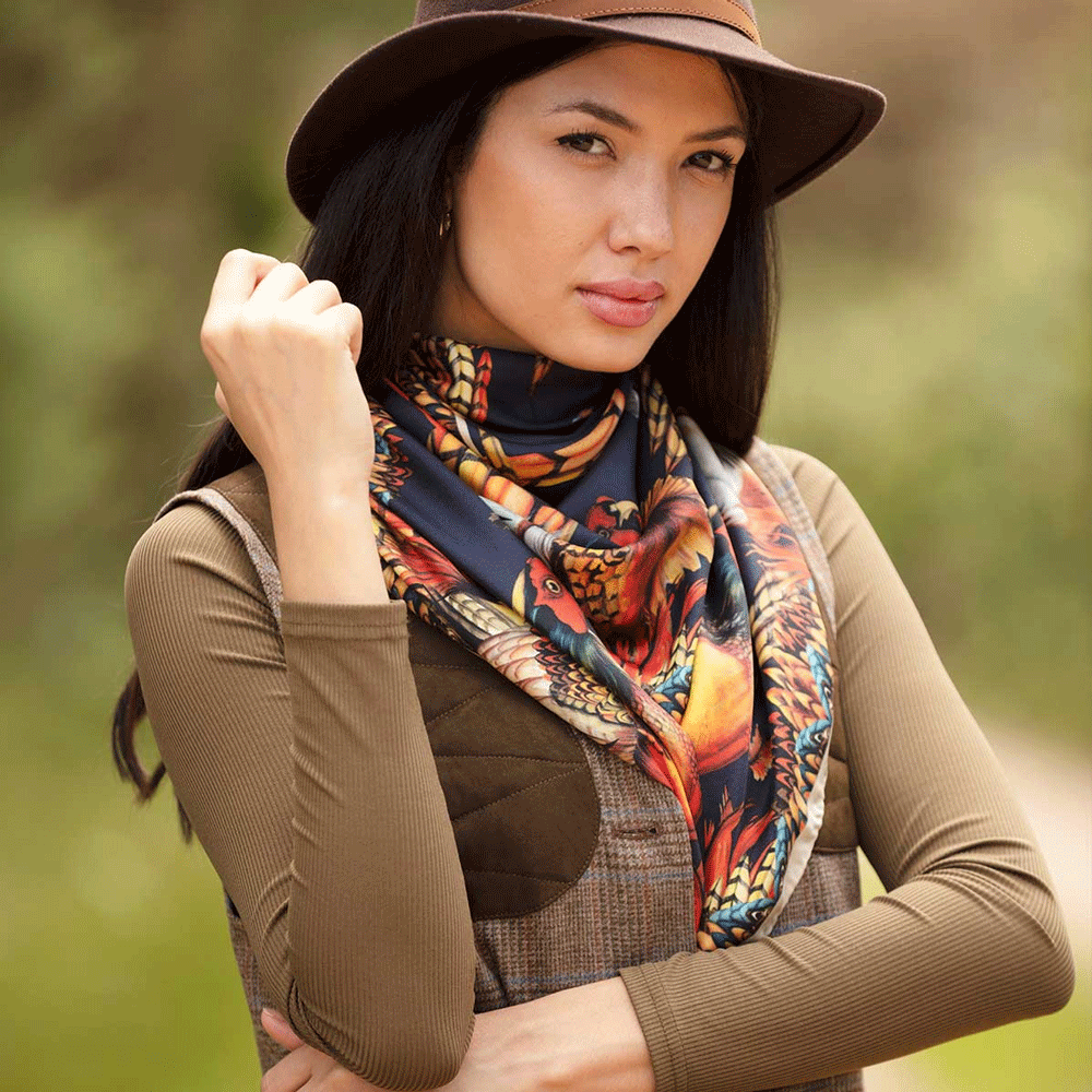 Clare Haggas Ladies Large Silk Heads Tails Scarf