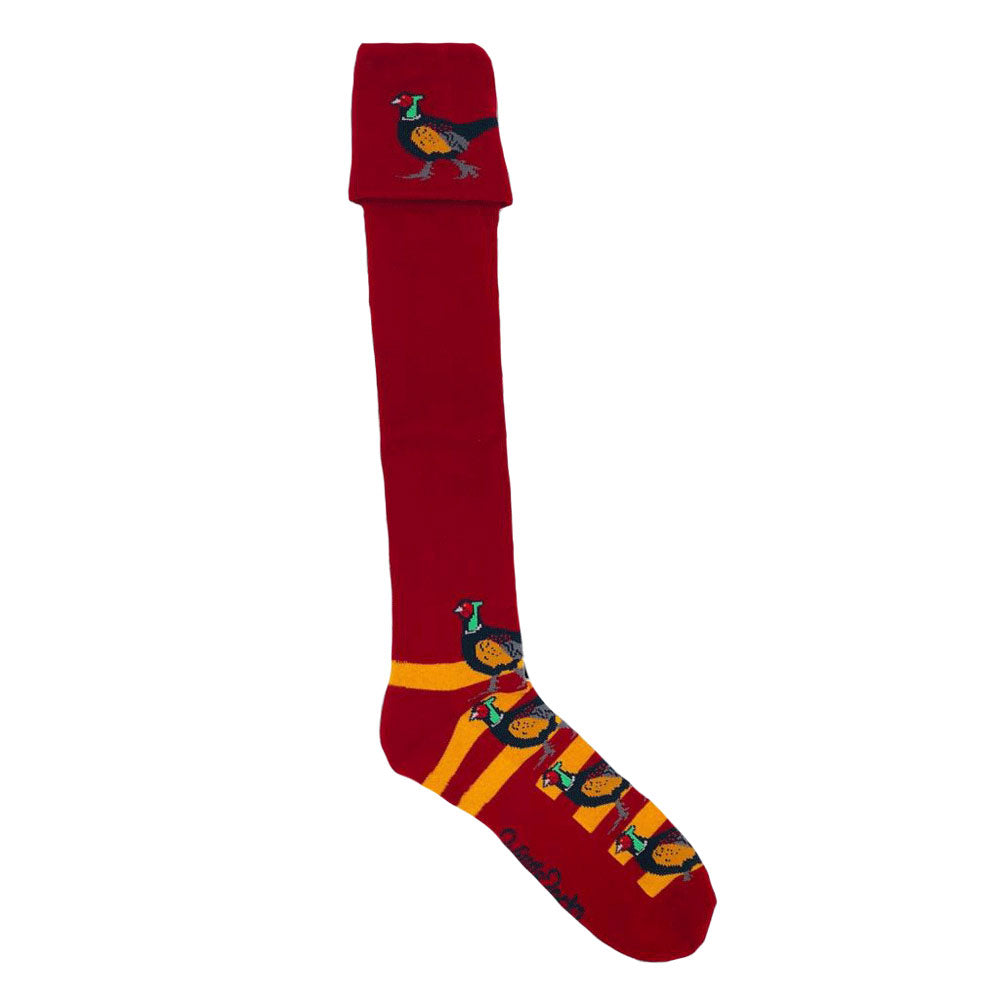 The Shuttle Socks Mens Shooting Socks Pheasant in Red Stripe#Red Stripe