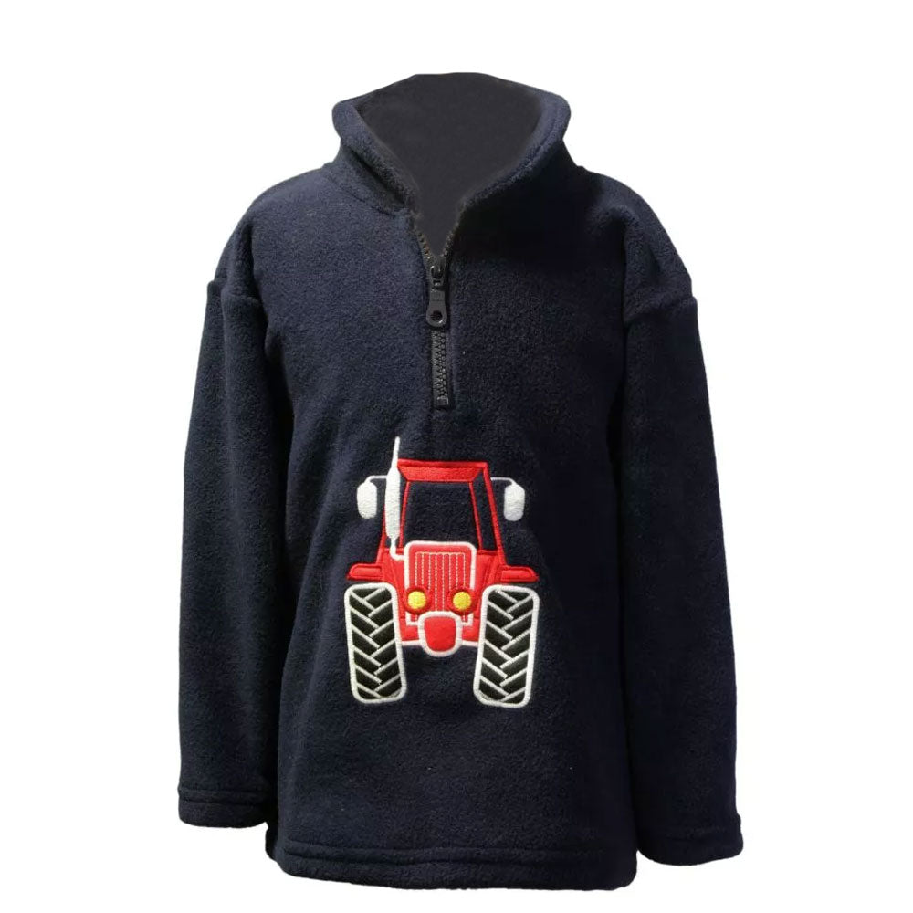 The Ramblers Childs Glow In The Dark Tractor Zip Neck Fleece in Navy#Navy