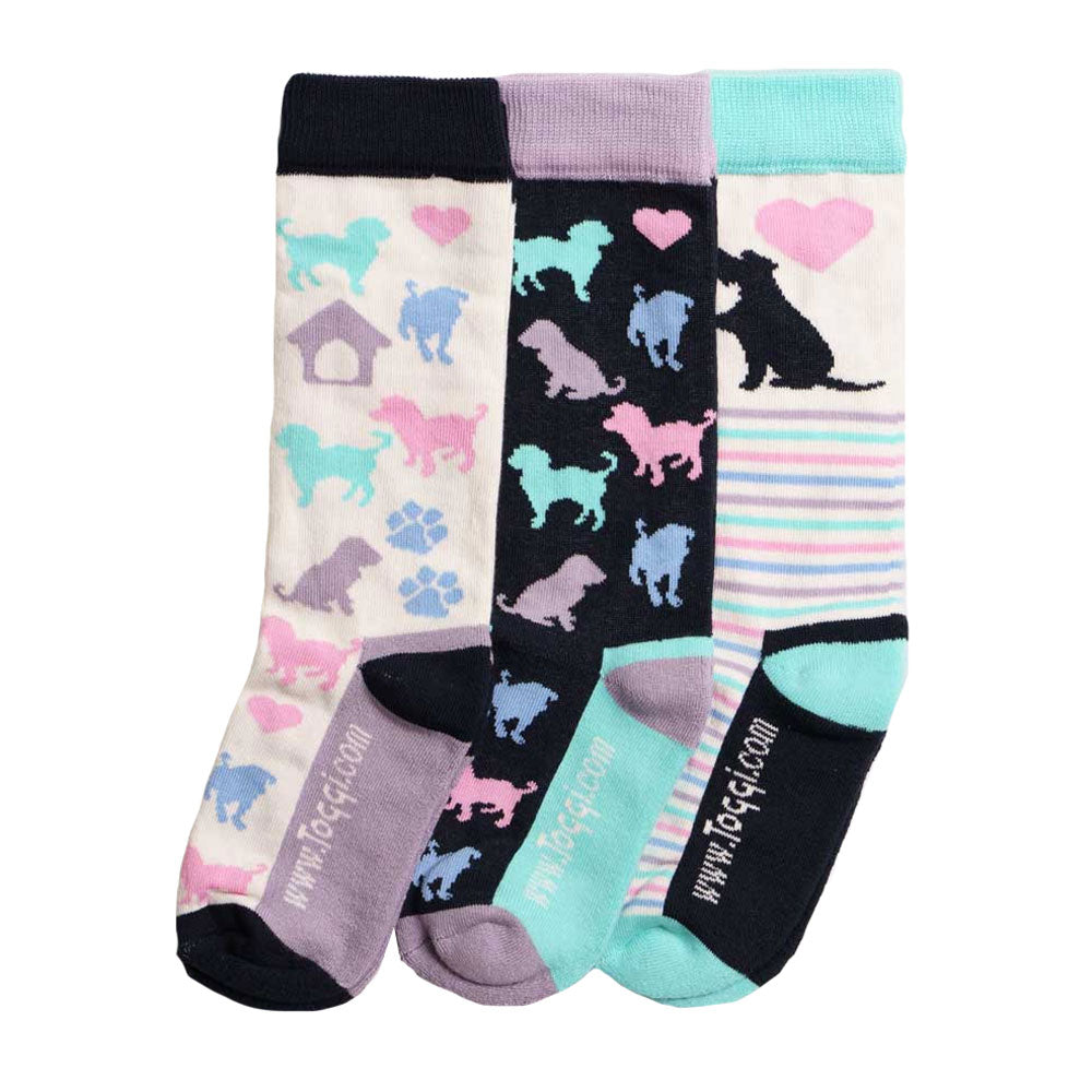 The Toggi Childrens Doggy Socks in White Print#White Print