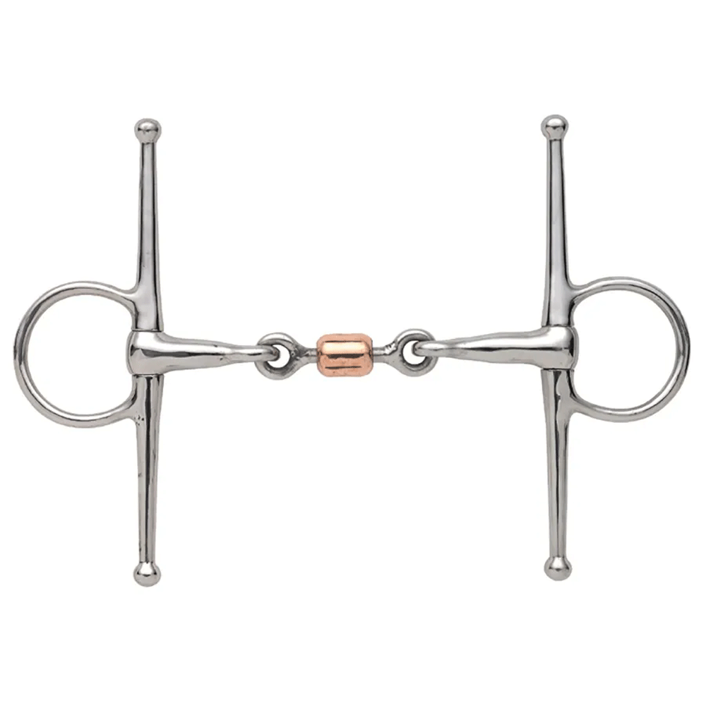 The Shires Full Cheek Snaffle with Copper Peanut in Silver#Silver
