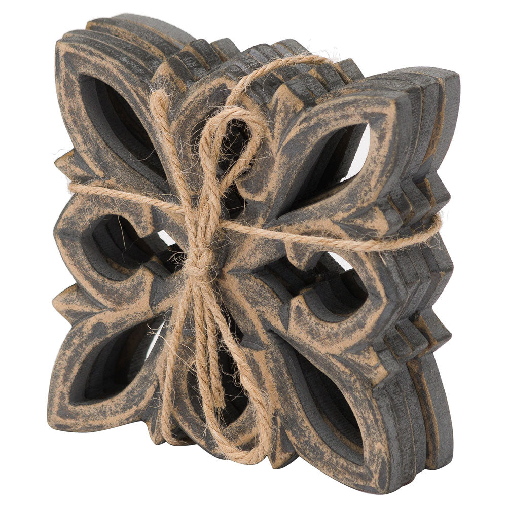 The Millbry Hill Ivy Set Of 4 Grey Wash Coasters in Grey#Grey