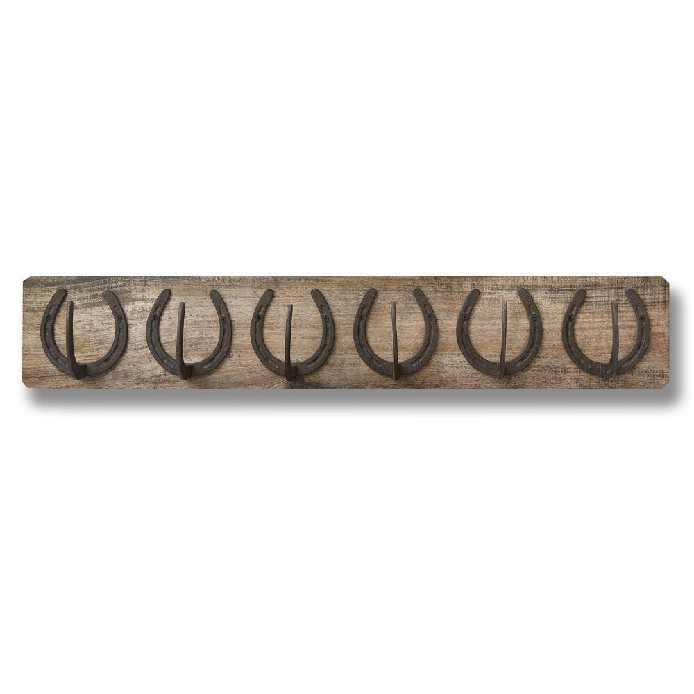 Millbry Hill 6 Horse Shoe Hooks On Dark Wood