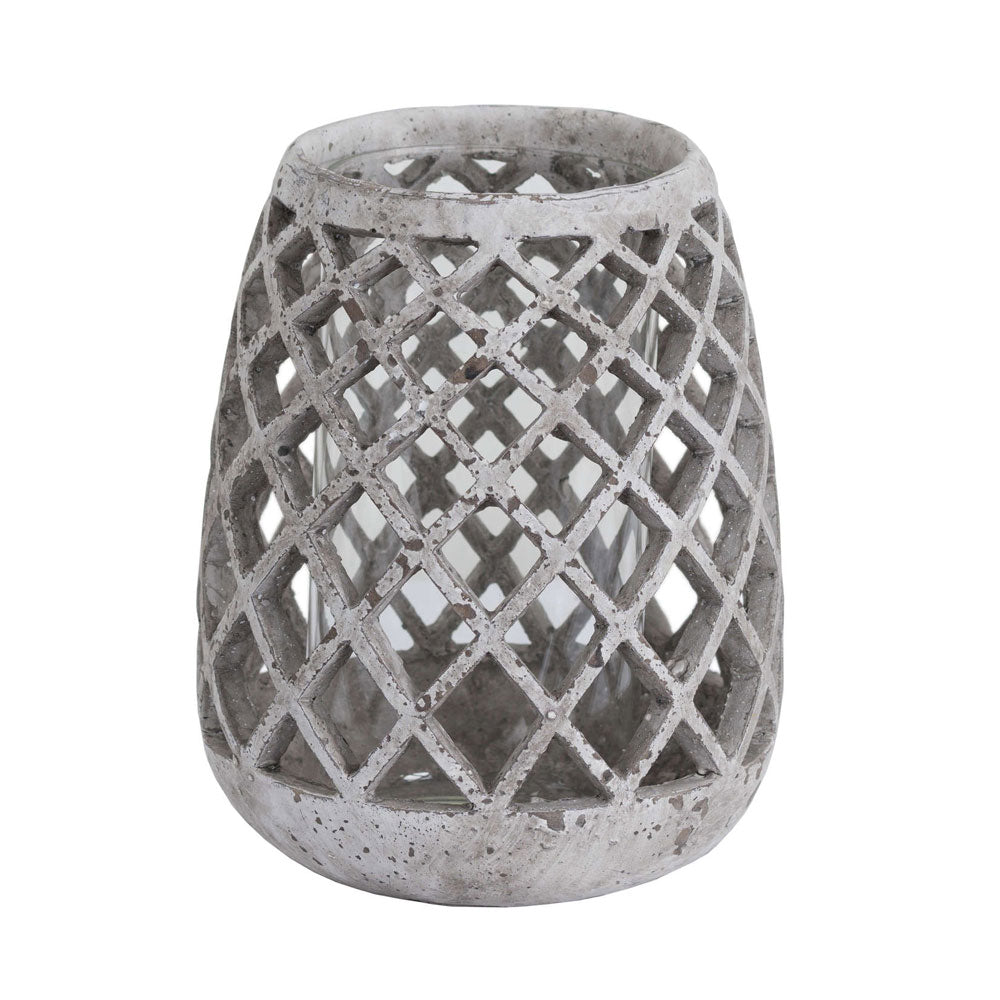 Millbry Hill Large Conical Ceramic Lattice Hurricane Lantern