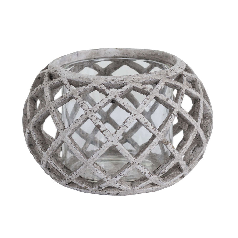 Millbry Hill Round Ceramic Lattice Hurricane Lantern