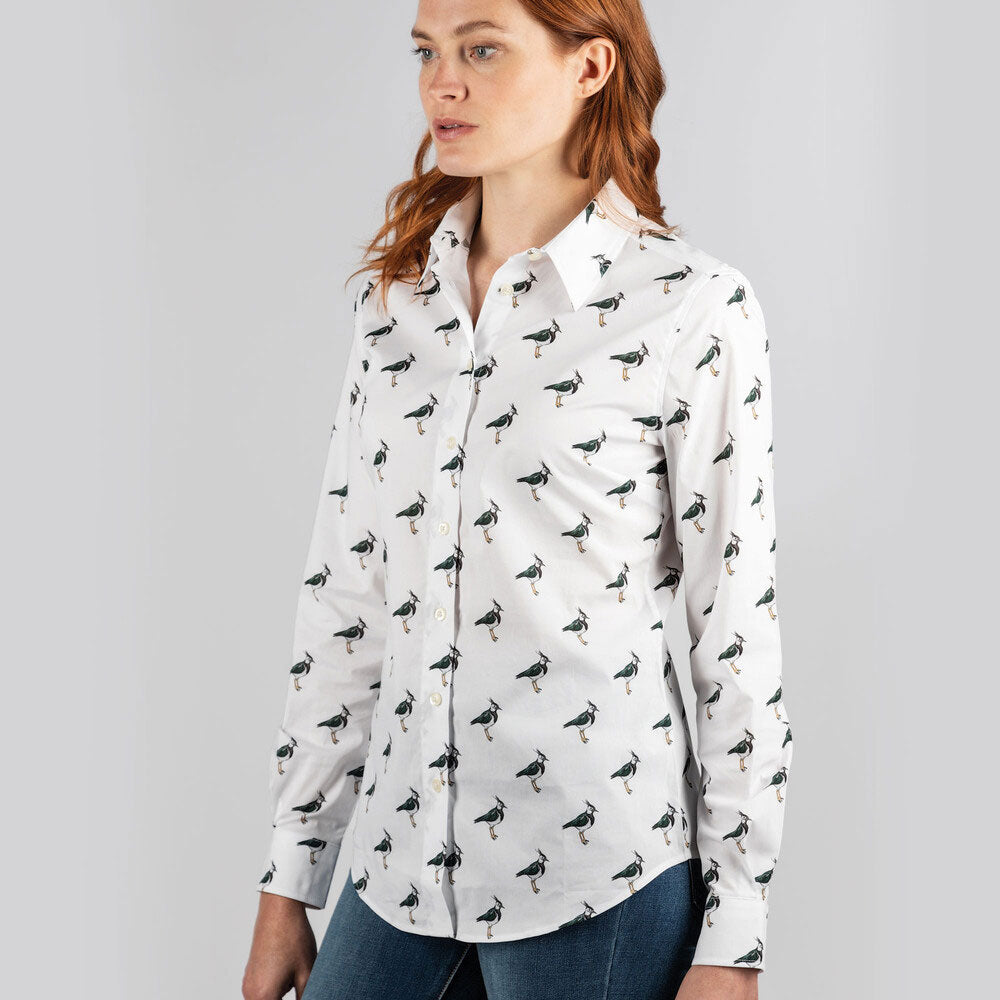 The Schoffel Ladies French Partridge Print Norfolk Shirt in White#White