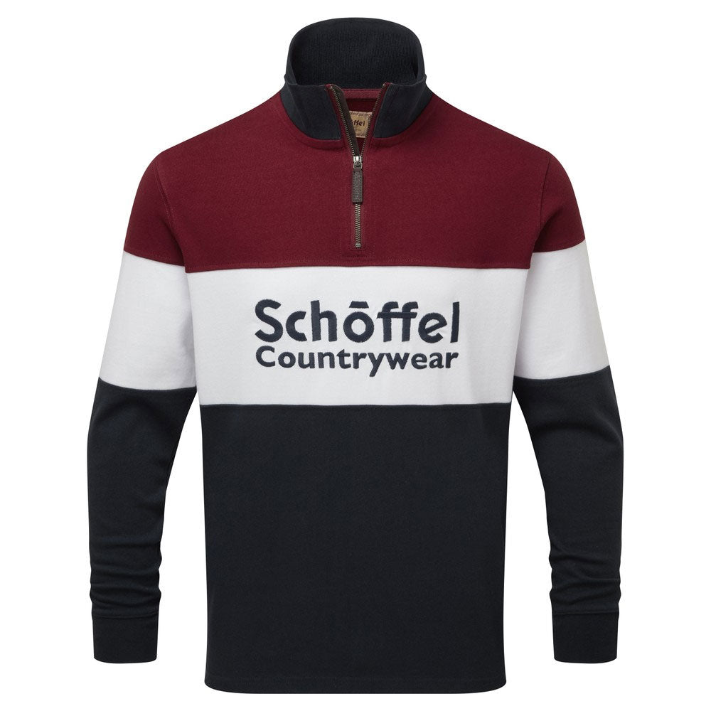 The Schoffel Mens Exeter Heritage 1/4 Zip in Burgundy