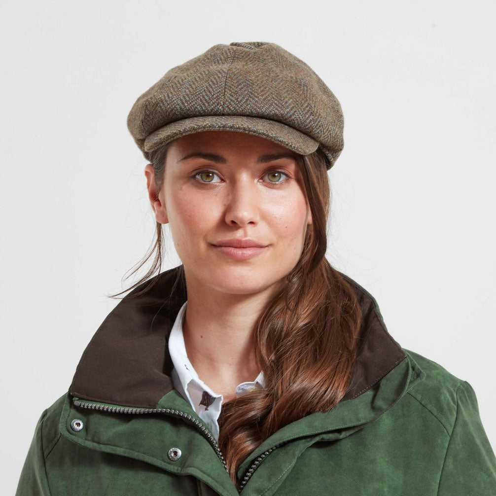 The Schoffel Ladies Newsboy Cap in Green Print#Green Print