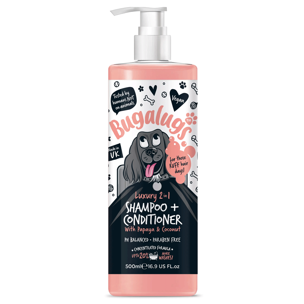 Bugalugs Dog Papaya Coconut Luxury 2 IN 1 Shampoo 500ml