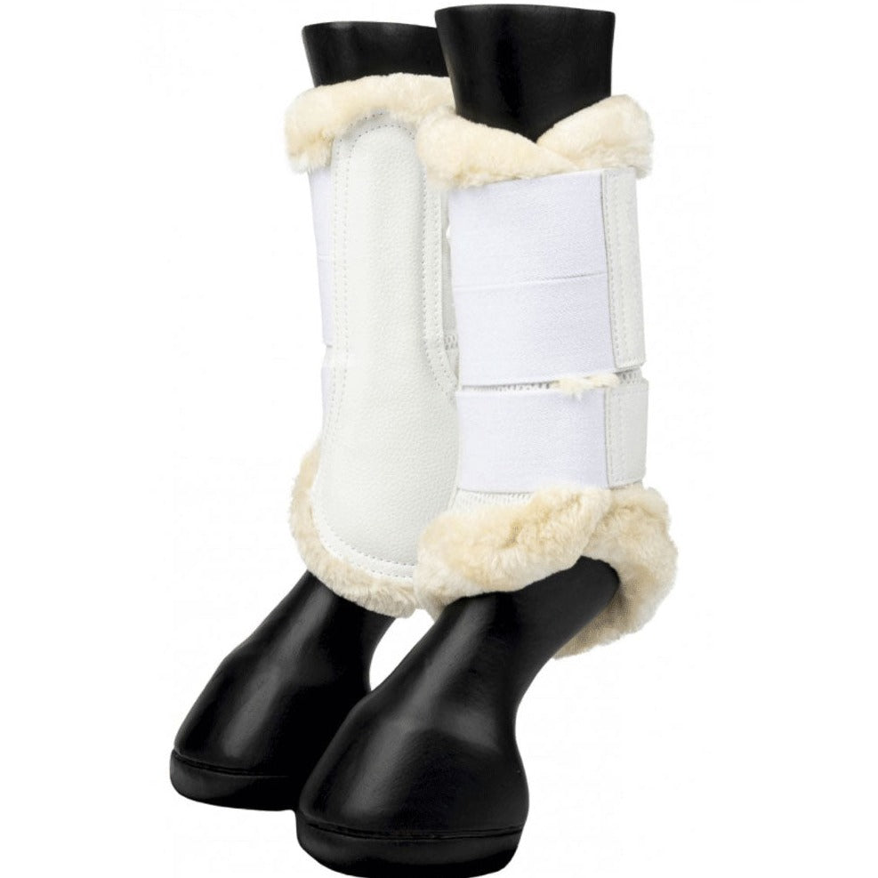 The LeMieux Fleece Edged Mesh Brushing Boots in White#White