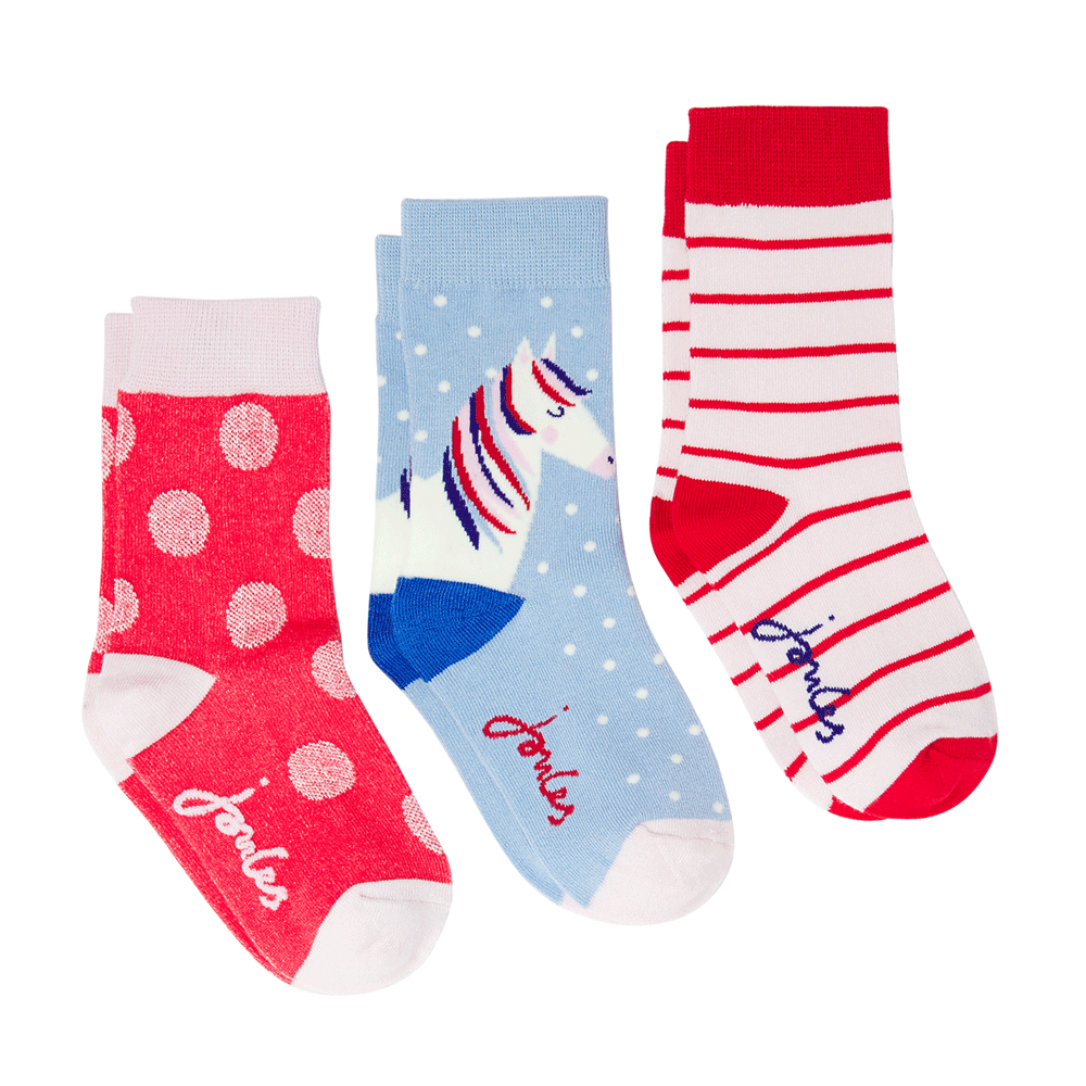 Joules Girls Brilliant Bamboo Socks in Red#Red