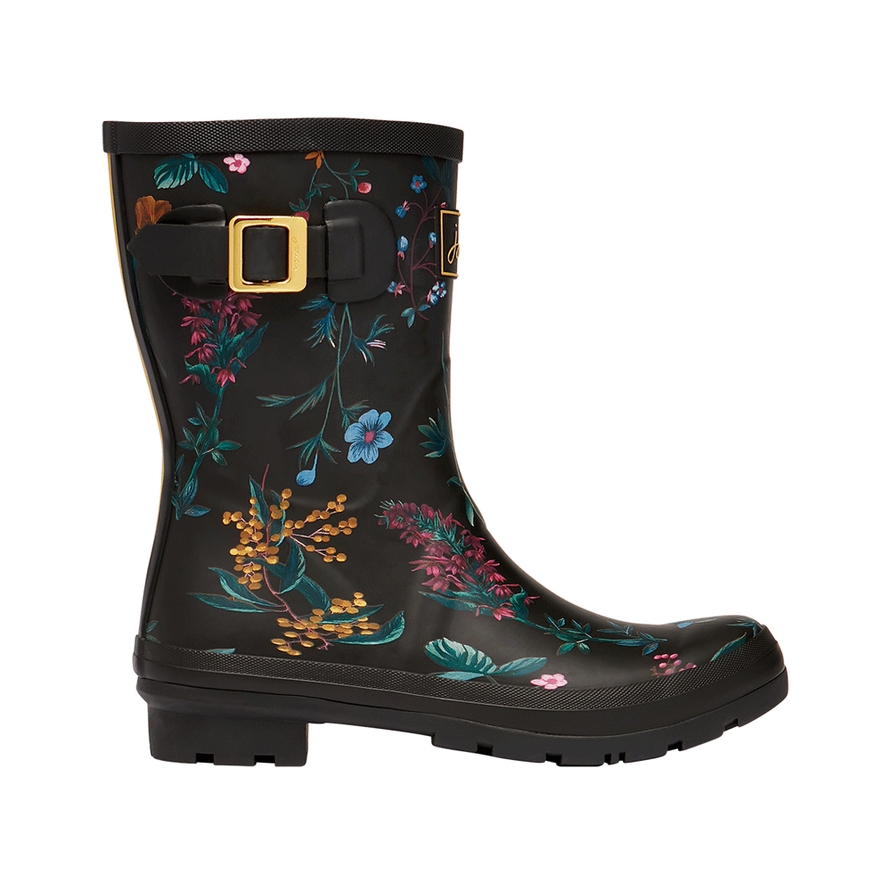 Joules Ladies Molly Welly in Black Floral#Black Floral