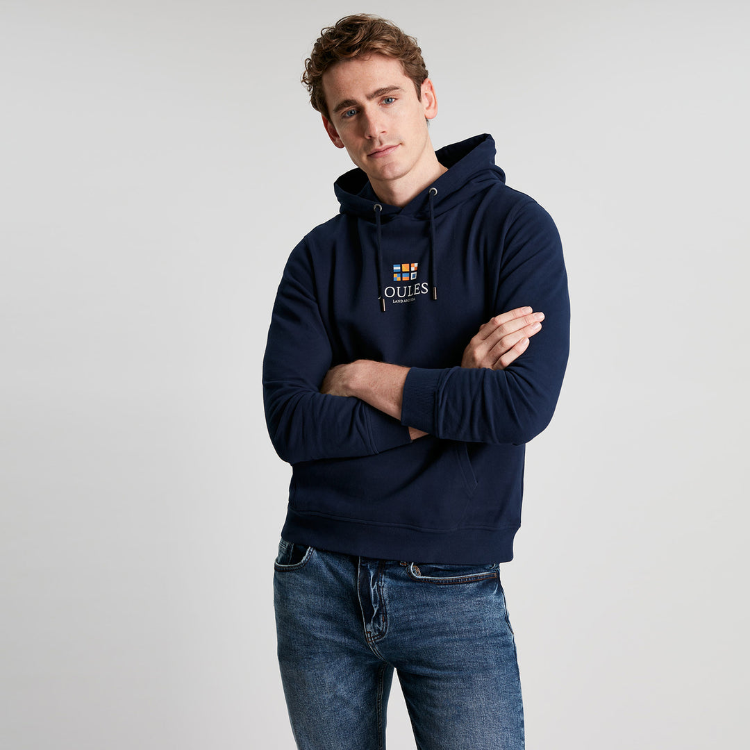 The Joules Mens Parkside Coastal Branded Hoodie in Navy#Navy