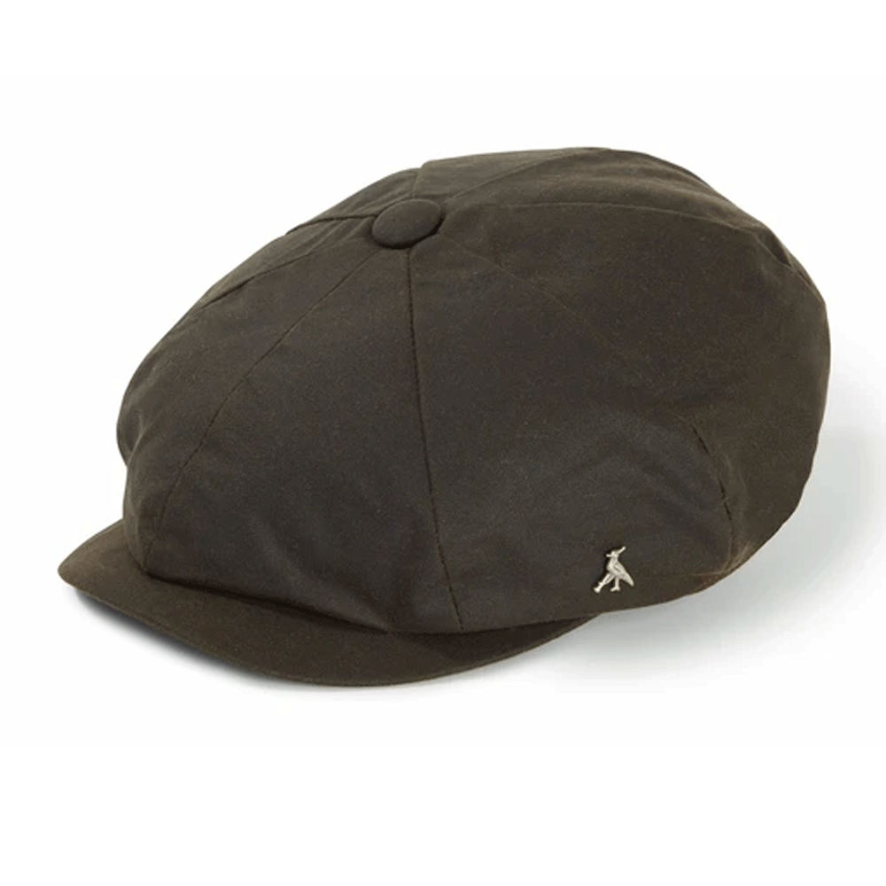 The Hicks & Brown Hengrave Wax Baker Boy Cap in Green#Green