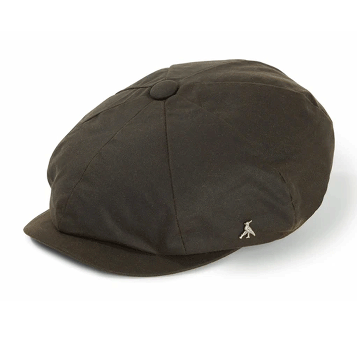The Hicks & Brown Hengrave Wax Baker Boy Cap in Green#Green