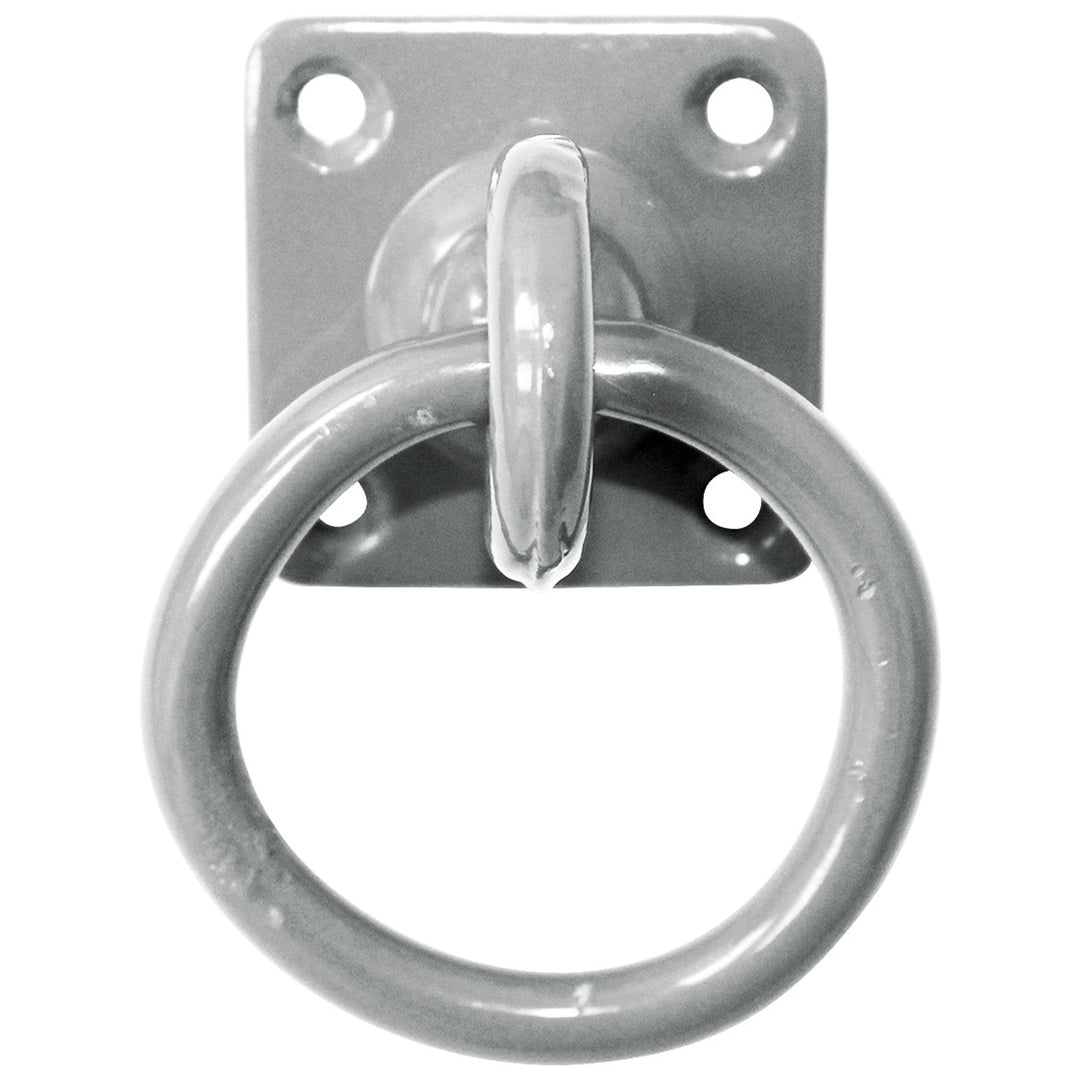The Perry Equestrian Galvanised Swivel Tie Ring on Plate - Pack of 2 in Silver#Silver