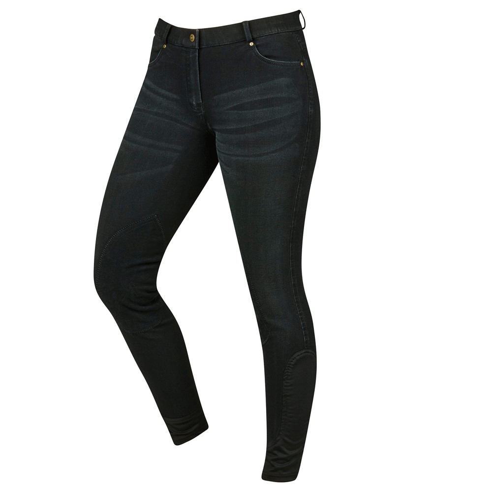 The Dublin Shona Knee Patch Denim Breeches in Grey#Grey