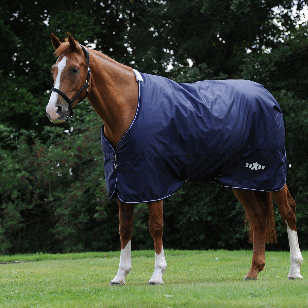 The Saxon Defiant 600D Standard Neck Medium Turnout in Navy#Navy