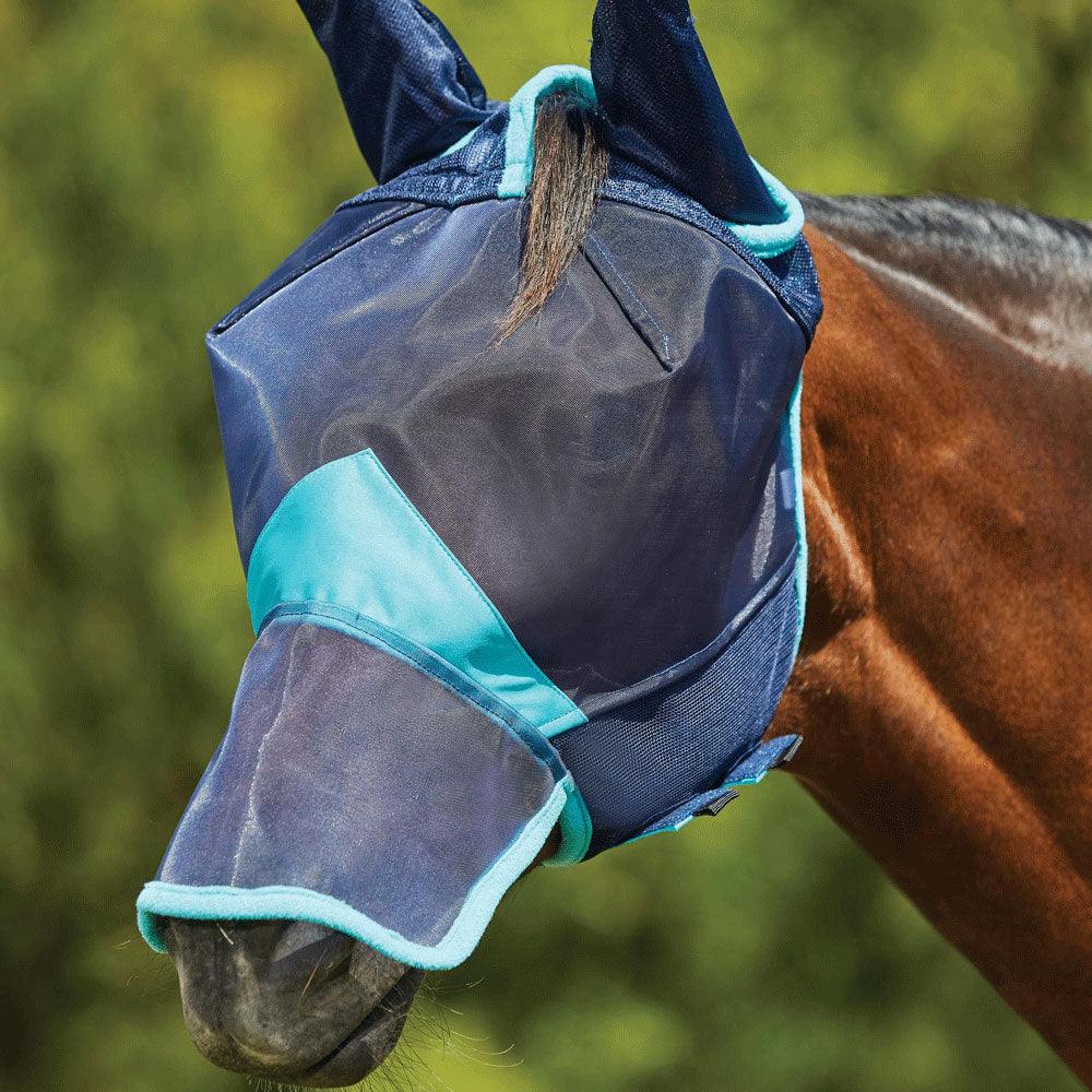 Weatherbeeta Comfitec Deluxe Fine Mesh Mask With Ears & Nose#Navy