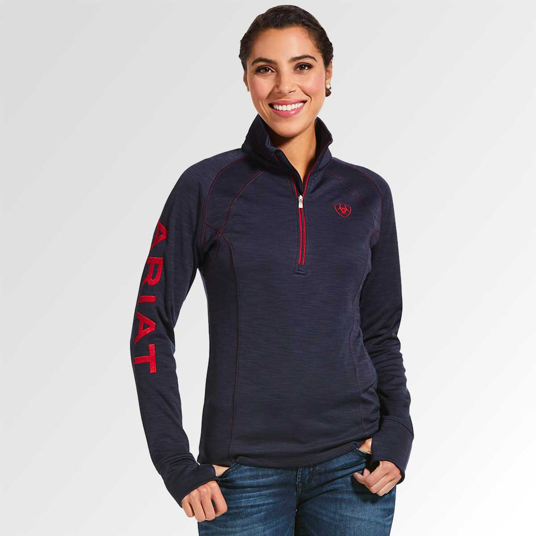 The Ariat Ladies Tek Team 1/2 Zip Sweatshirt in Navy#Navy