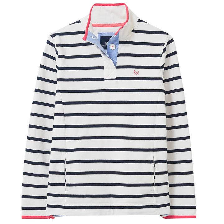 Crew Ladies Padstow Pique Sweat Shirt#Navy stripe